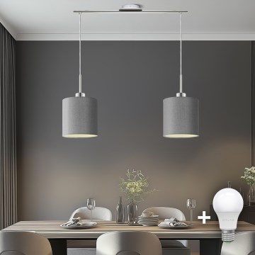 Eglo - LED  Lustr na lanku TUNJA 2xE27/60W/230V šedá