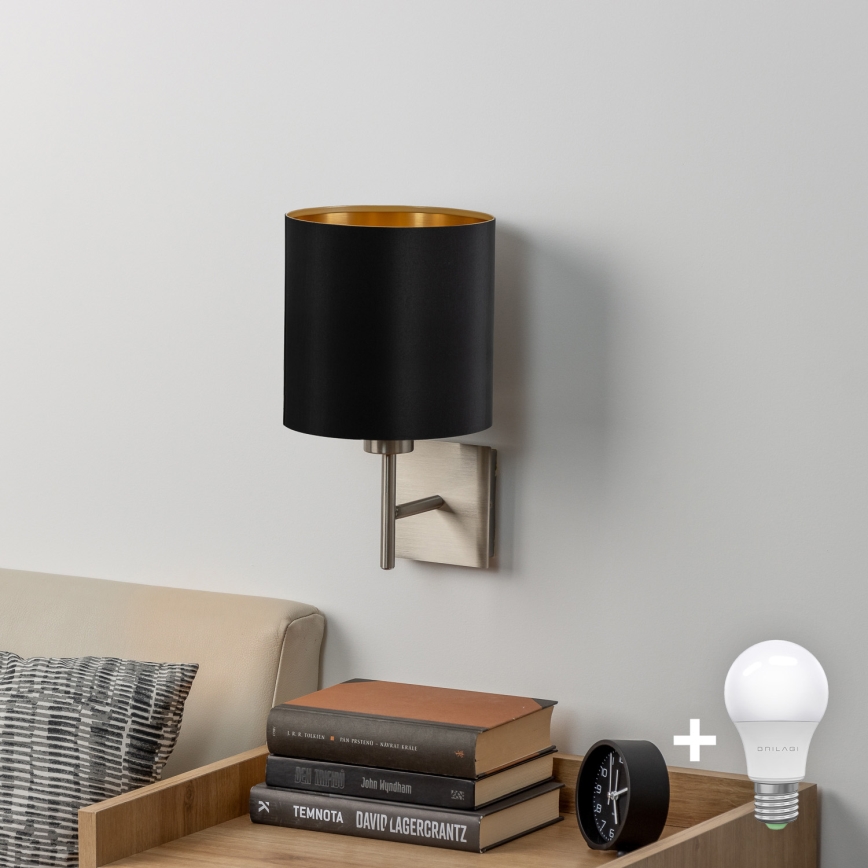 Eglo - LED  Nástěnné svítidlo TUNJA 1xE27/60W/230V matný chrom/černá
