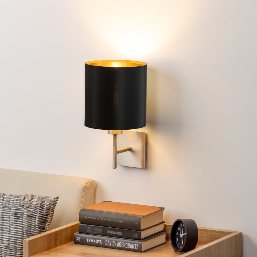 Eglo - LED  Nástěnné svítidlo TUNJA 1xE27/60W/230V matný chrom/černá