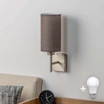 Eglo - LED  Nástěnné svítidlo TUNJA 1xE27/60W/230V matný chrom/hnědá