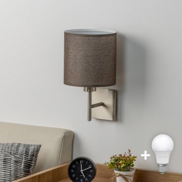 Eglo - LED  Nástěnné svítidlo TUNJA 1xE27/60W/230V matný chrom/hnědá