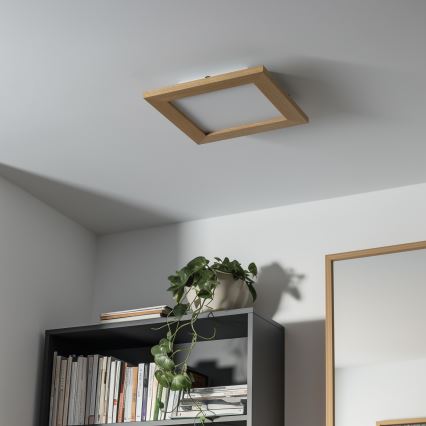 Eglo - LED Přisazený panel SALOBRENA-RW WOOD LED/17W/230V 2700/4000K 30x30 cm hnědá