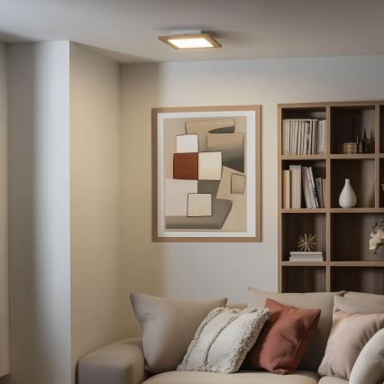 Eglo - LED Přisazený panel SALOBRENA-RW WOOD LED/17W/230V 2700/4000K 30x30 cm hnědá
