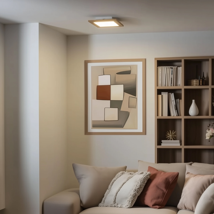 Eglo - LED Přisazený panel SALOBRENA-RW WOOD LED/17W/230V 2700/4000K 30x30 cm hnědá