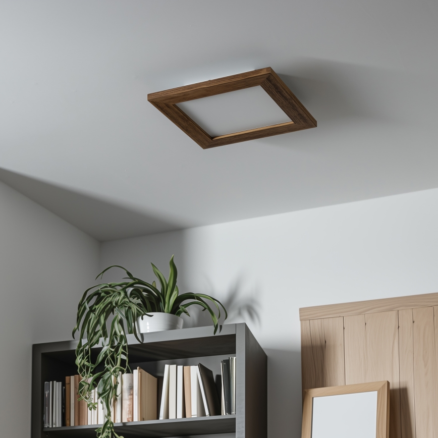 Eglo - LED Přisazený panel SALOBRENA-RW WOOD LED/17W/230V 2700/4000K 34x34 cm hnědá