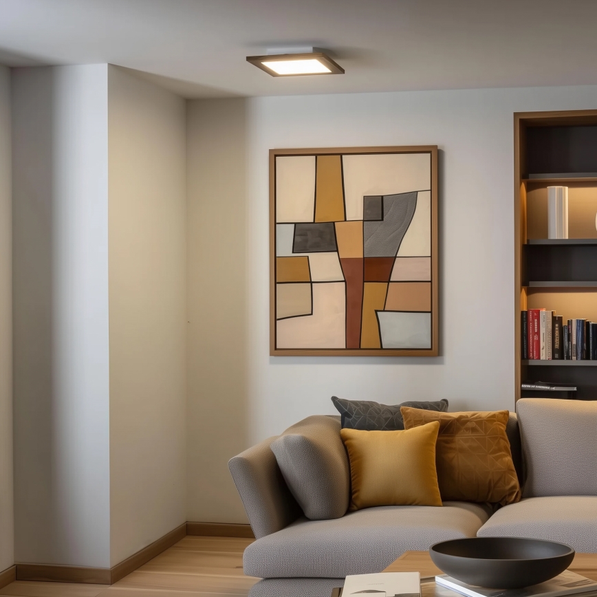 Eglo - LED Přisazený panel SALOBRENA-RW WOOD LED/17W/230V 2700/4000K 34x34 cm hnědá