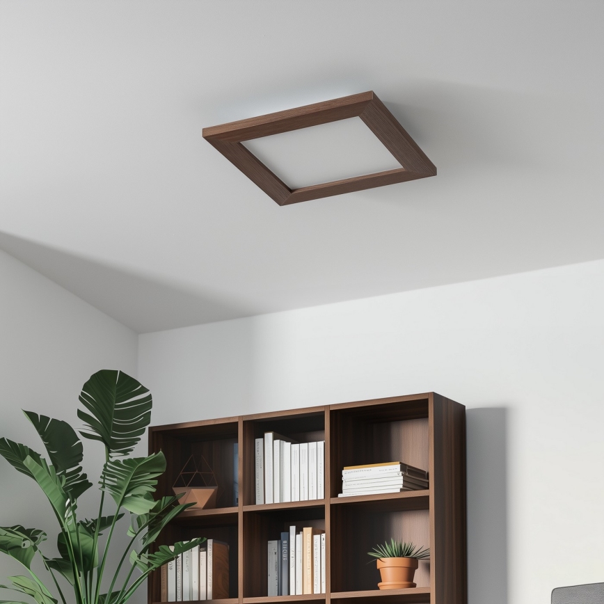 Eglo - LED Přisazený panel SALOBRENA-RW WOOD LED/17W/230V 2700/4000K 34x34 cm tmavě hnědá