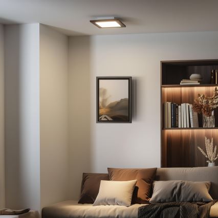Eglo - LED Přisazený panel SALOBRENA-RW WOOD LED/17W/230V 2700/4000K 34x34 cm tmavě hnědá