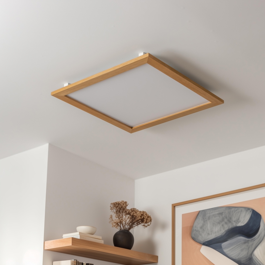 Eglo - LED Přisazený panel SALOBRENA-RW WOOD LED/34W/230V 2700/4000K 64x64 cm hnědá