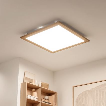 Eglo - LED Přisazený panel SALOBRENA-RW WOOD LED/34W/230V 2700/4000K 64x64 cm hnědá