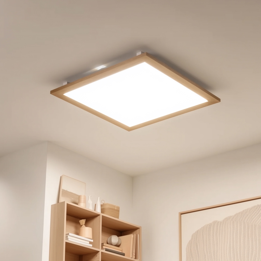 Eglo - LED Přisazený panel SALOBRENA-RW WOOD LED/34W/230V 2700/4000K 64x64 cm hnědá