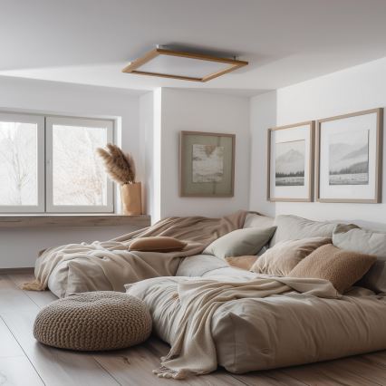 Eglo - LED Přisazený panel SALOBRENA-RW WOOD LED/34W/230V 2700/4000K 64x64 cm hnědá