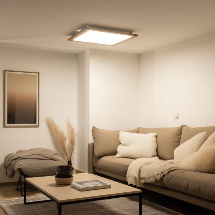 Eglo - LED Přisazený panel SALOBRENA-RW WOOD LED/34W/230V 2700/4000K 64x64 cm hnědá