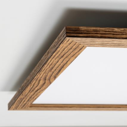 Eglo - LED RGB Stmívatelný přisazený panel SALOBRENA-C WOOD LED/30,5W/230V 2700-6500K 64x64 cm hnědá + dálkové ovládání