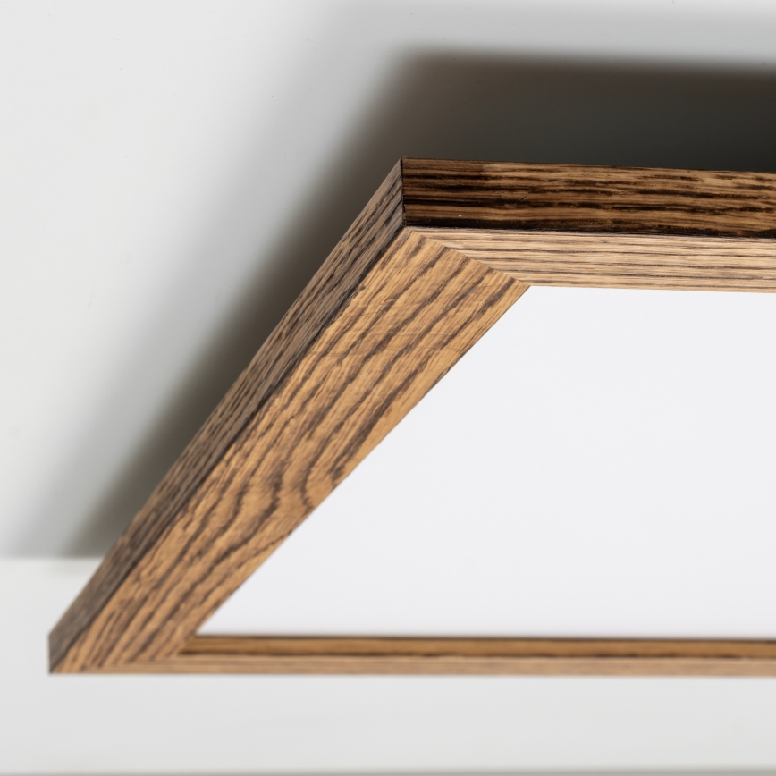 Eglo - LED RGB Stmívatelný přisazený panel SALOBRENA-C WOOD LED/30,5W/230V 2700-6500K 64x64 cm hnědá + dálkové ovládání