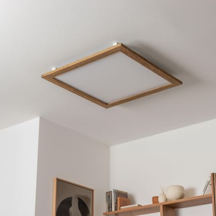 Eglo - LED RGB Stmívatelný přisazený panel SALOBRENA-C WOOD LED/30,5W/230V 2700-6500K 64x64 cm hnědá + dálkové ovládání