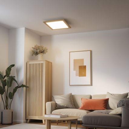Eglo - LED RGB Stmívatelný přisazený panel SALOBRENA-C WOOD LED/40W/230V 2700-6500K 49,5x49,5 cm hnědá + dálkové ovládání