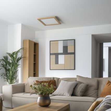 Eglo - LED RGB Stmívatelný přisazený panel SALOBRENA-C WOOD LED/40W/230V 2700-6500K 49,5x49,5 cm hnědá + dálkové ovládání
