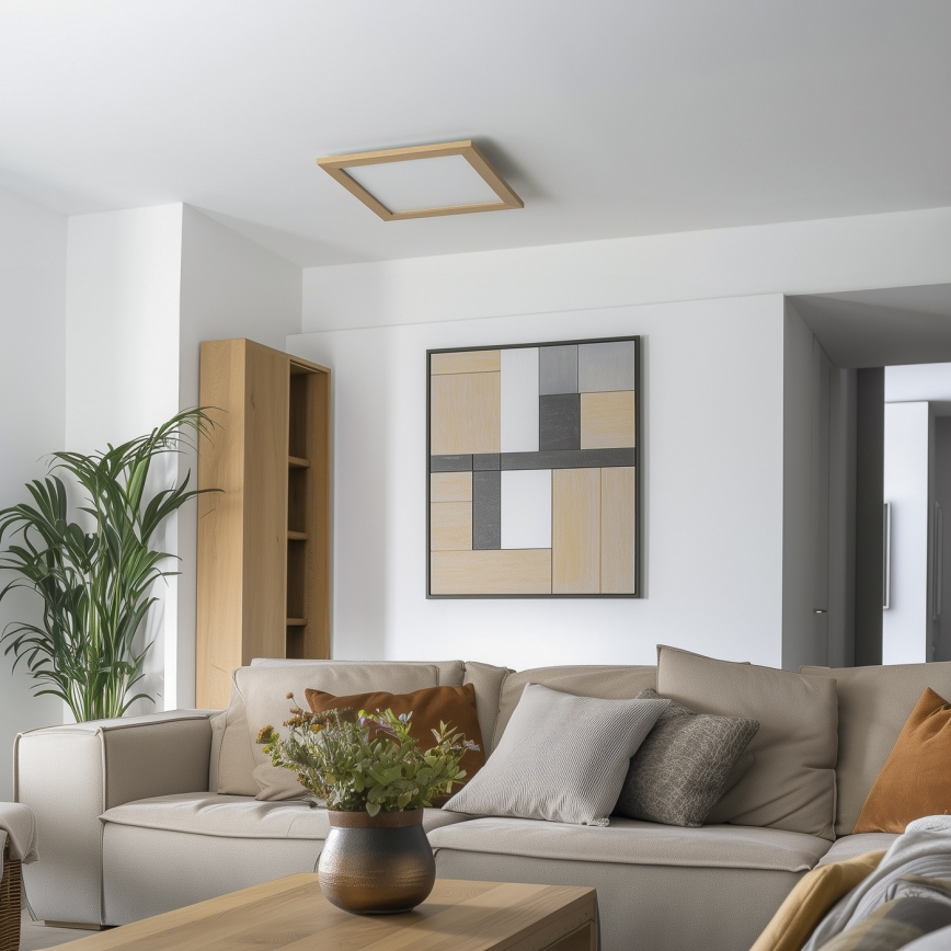 Eglo - LED RGB Stmívatelný přisazený panel SALOBRENA-C WOOD LED/40W/230V 2700-6500K 49,5x49,5 cm hnědá + dálkové ovládání