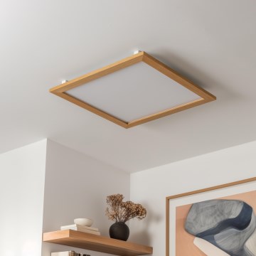 Eglo - LED RGB Stmívatelný přisazený panel SALOBRENA-C WOOD LED/30,5W/230V 2700-6500K 64x64 cm hnědá + dálkové ovládání