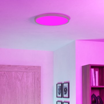 Eglo - LED RGBW Stmívatelné koupelnové stropní svítidlo LED/17,5W/230V 2700-6500K pr. 38,9 cm IP44 matný chrom