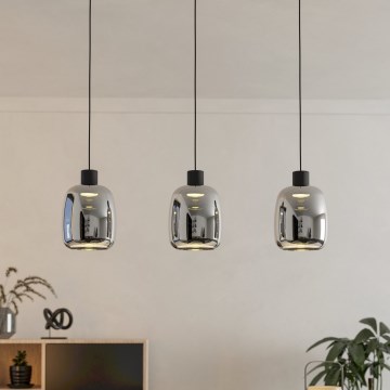 Eglo - LED RGBW Stmívatelný lustr na lanku 3xLED/3,7W/230V 2700-6500K šedá