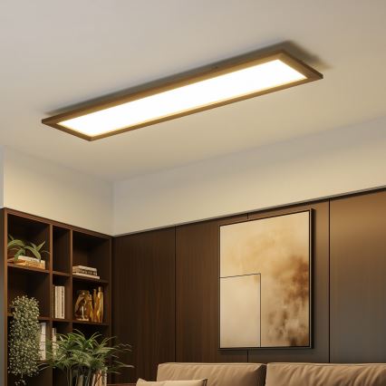 Eglo - LED RGBW Stmívatelný panel SALOBRENA-C WOOD LED/31W/230V 2700-6500K 34x124 cm tmavě hnědá + dálkové ovládání