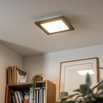 Eglo - LED RGBW Stmívatelný přisazený panel SALOBRENA-C WOOD LED/16W/230V 2700-6500K 34x34 cm hnědá + dálkové ovládání