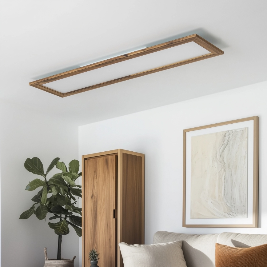 Eglo - LED RGBW Stmívatelný přisazený panel SALOBRENA-C WOOD LED/34W/230V 2700-6500K 34x124 cm hnědá + dálkové ovládání