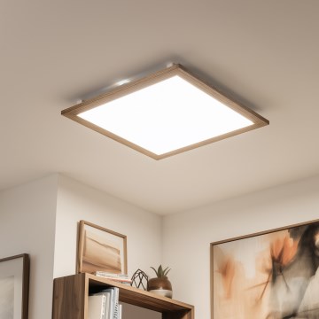 Eglo - LED RGBW Stmívatelný přisazený panel SALOBRENA-C WOOD LED/34W/230V 2700-6500K 64x64 cm hnědá + dálkové ovládání