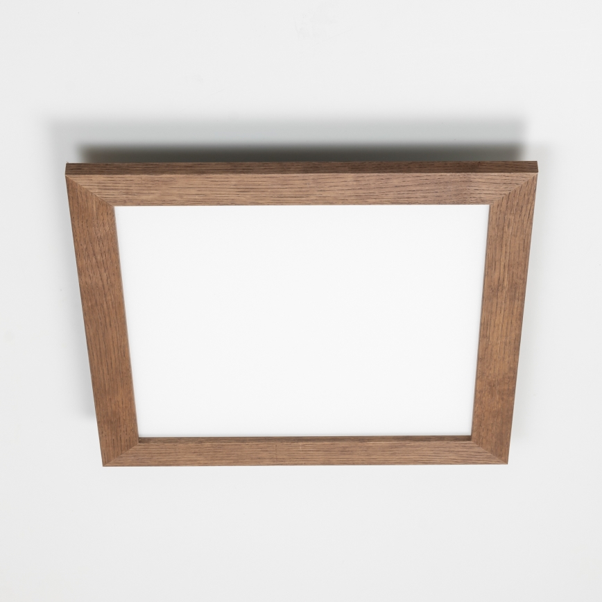 Eglo - LED Stmívatelný přisazený panel POZZALLO WOOD LED/21W/230V 2700-6500K 49,5x49,5 cm tmavě hnědá + dálkové ovládání