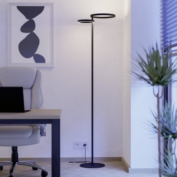 Eglo - LED Stmívatelná stojací lampa LED/16W/230V + LED/12W černá