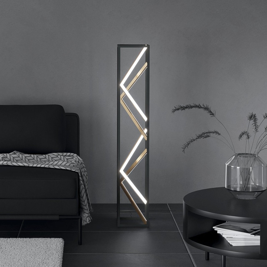 Eglo - LED Stmívatelná stojací lampa LED/23W/230V 2700-6500K černá/zlatá + dálkové ovládání