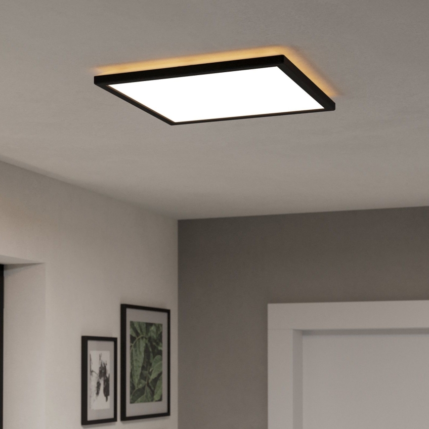 Eglo - LED Stmívatelné koupelnové stropní svítidlo LED/17,6W/230V 2700-6500K 39x39 cm IP44 černá + dálkové ovládání
