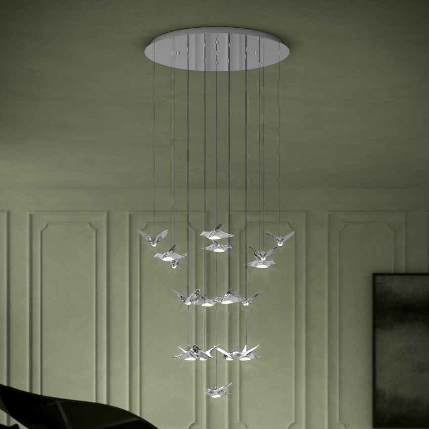 Eglo - LED Stmívatelný lustr na lanku 17xLED/3W/230V 3000K lesklý chrom
