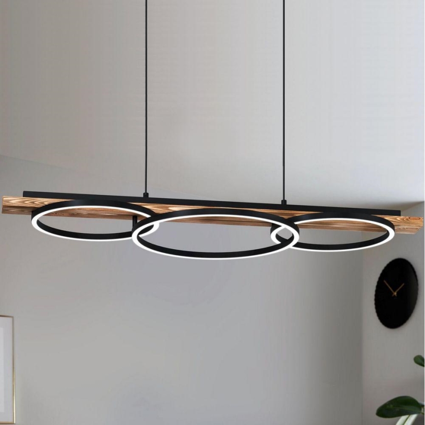 Eglo - LED Stmívatelný lustr na lanku 2xLED/12,5W/230V+1xLED/15,5W 3000K hnědá/černá