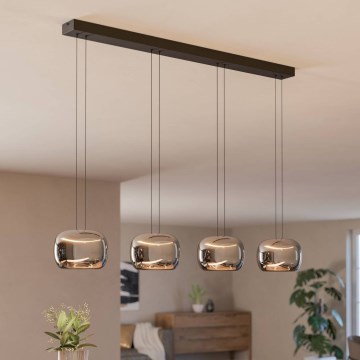 Eglo - LED Stmívatelný lustr na lanku 4xLED/5,8W/230V černá/kouřová