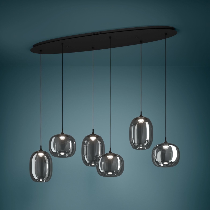 Eglo - LED Stmívatelný lustr na lanku 6xLED/3,7W/230V 2700-6500K kouřová + dálkové ovládání