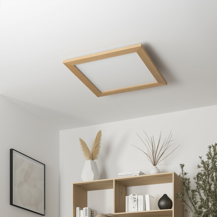 Eglo - LED Stmívatelný přisazený panel SALOBRENA 2 WOOD LED/25W/230V 4000K 49,5x49,5 cm hnědá