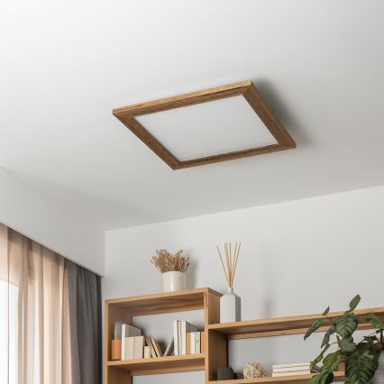 Eglo - LED Stmívatelný přisazený panel SALOBRENA 2 WOOD LED/25W/230V 4000K 49,5x49,5 cm hnědá