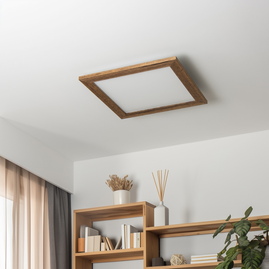 Eglo - LED Stmívatelný přisazený panel SALOBRENA 2 WOOD LED/25W/230V 4000K 49,5x49,5 cm hnědá