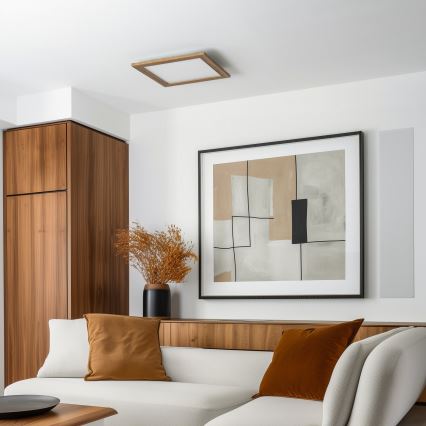 Eglo - LED Stmívatelný přisazený panel SALOBRENA 2 WOOD LED/25W/230V 4000K 49,5x49,5 cm hnědá