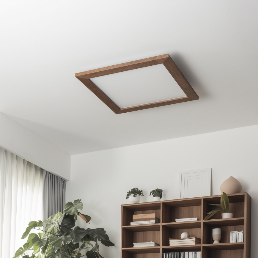 Eglo - LED Stmívatelný přisazený panel SALOBRENA 2 WOOD LED/25W/230V 4000K 49,5x49,5 cm tmavě hnědá