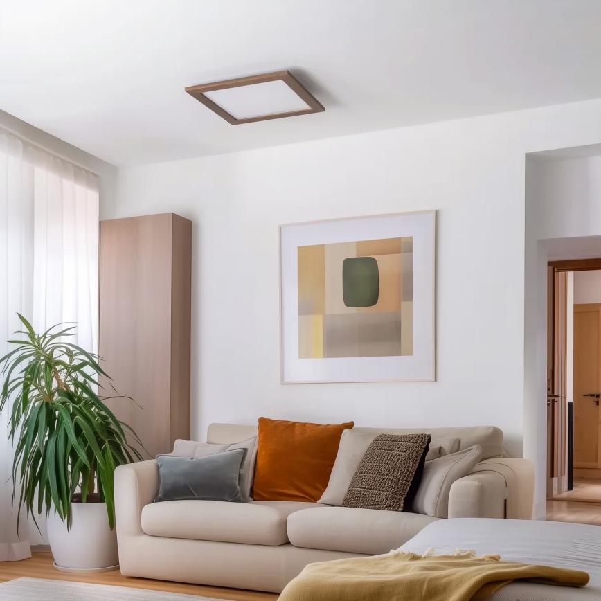 Eglo - LED Stmívatelný přisazený panel SALOBRENA 2 WOOD LED/25W/230V 4000K 49,5x49,5 cm tmavě hnědá