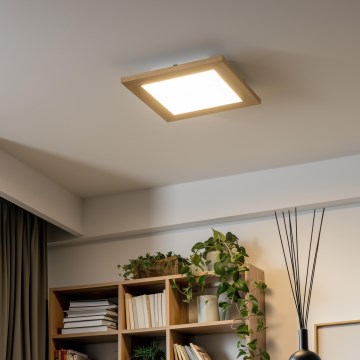 Eglo - LED Stmívatelný přisazený panel SALOBRENA 2 WOOD LED/16W/230V 4000K 34x34 cm hnědá