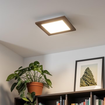 Eglo - LED Stmívatelný přisazený panel SALOBRENA 2 WOOD LED/16W/230V 4000K 34x34 cm tmavě hnědá