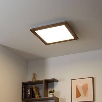 Eglo - LED Stmívatelný přisazený panel SALOBRENA 2 WOOD LED/25W/230V 4000K 49,5x49,5 cm tmavě hnědá