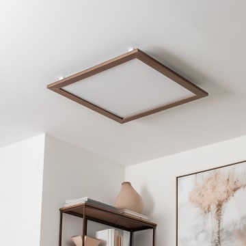 Eglo - LED Stmívatelný přisazený panel SALOBRENA-CL WOOD LED/31W/230V 2700-6500K 64x64 cm tmavě hnědá