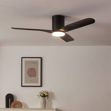 Eglo - LED Stmívatelný stropní ventilátor LED/17W/230V 3000/4000/5000K pr. 132 cm černá + dálkové ovládání