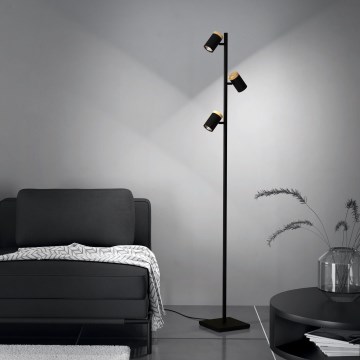 Eglo - LED Stojací lampa 3xGU10/4,5W/230V 3000K černá/hnědá